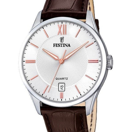 Festina Classics nahkaranneke valkoinen kellotaulu kvartsi F20426-4 miesten kello