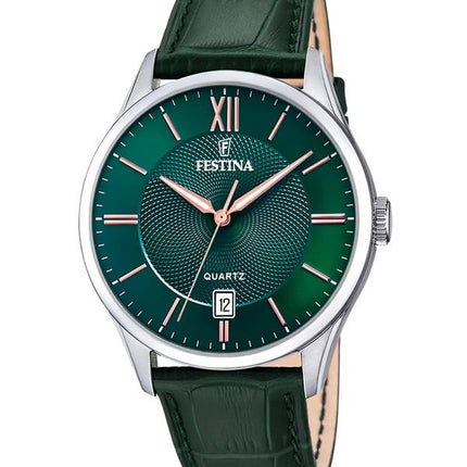 Festina Classics nahkaranneke vihreä kellotaulu kvartsi F20426-7 miesten kello