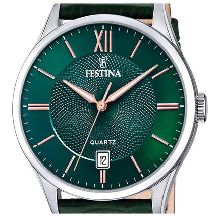 Festina Classics nahkaranneke vihreä kellotaulu kvartsi F20426-7 miesten kello