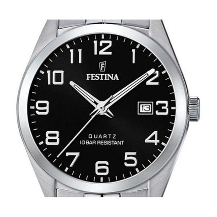 Festina Classics ruostumattomasta teräksestä valmistettu musta kellotaulu kvartsi F20437-4 100M miesten kello