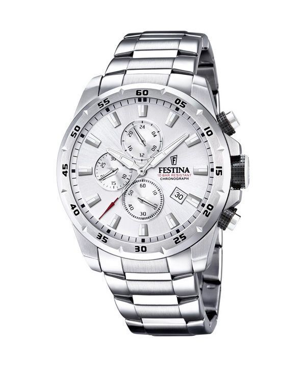 Festina Chrono Sport ruostumattomasta teräksestä hopea kellotaulu kvartsi F20463-1 100M miesten kello