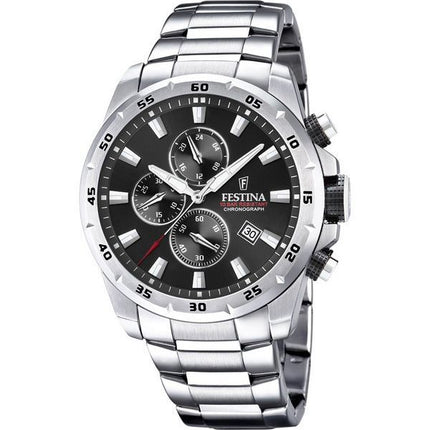 Festina Sport Chronograph ruostumaton teräs musta kellotaulu kvartsi F20463-4 100M miesten kello