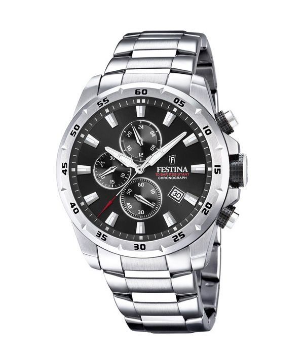 Festina Sport Chronograph ruostumaton teräs musta kellotaulu kvartsi F20463-4 100M miesten kello