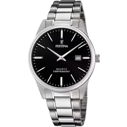 Festina Classics ruostumattomasta teräksestä valmistettu musta kellotaulu kvartsi F20511-4 miesten kello