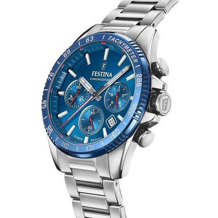 Festina Timeless Chronograph ruostumaton teräs sininen kellotaulu kvartsi F20560-3 100M miesten kello