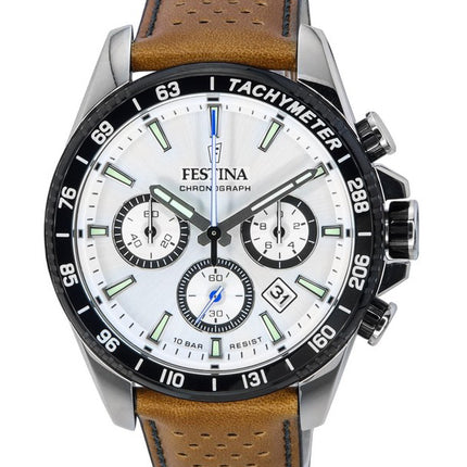 Festina Timeless Chronograph nahkaranneke valkoinen kellotaulu F20561-1 F205611 100M miesten kello