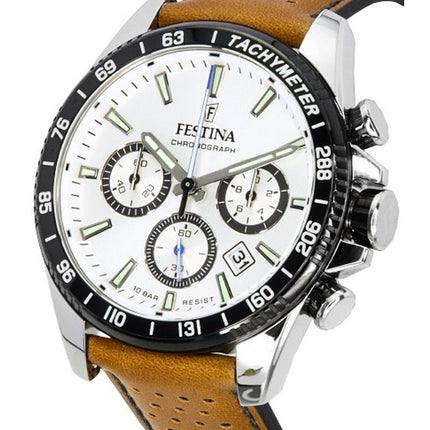 Festina Timeless Chronograph nahkaranneke valkoinen kellotaulu F20561-1 F205611 100M miesten kello