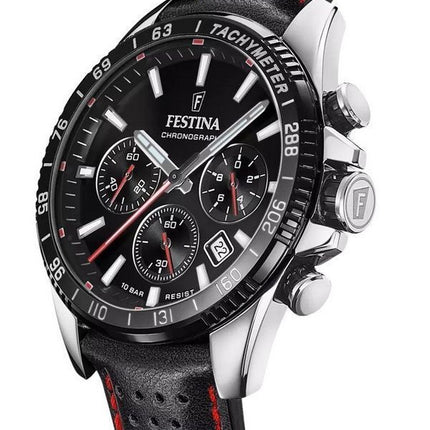 Festina Timeless Chronograph nahkaranneke musta kellotaulu kvartsi F20561-4 100M miesten kello