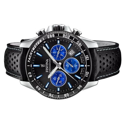 Festina Timeless Chronograph nahkaranneke musta kellotaulu kvartsi F20561-6 100M miesten kello