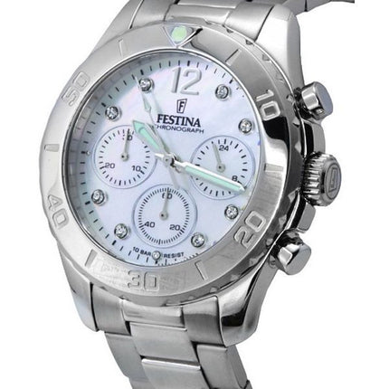 Festina Boyfriend Chronograph hopea kellotaulu kvartsi F20603-1 F206031 100M naisten kello