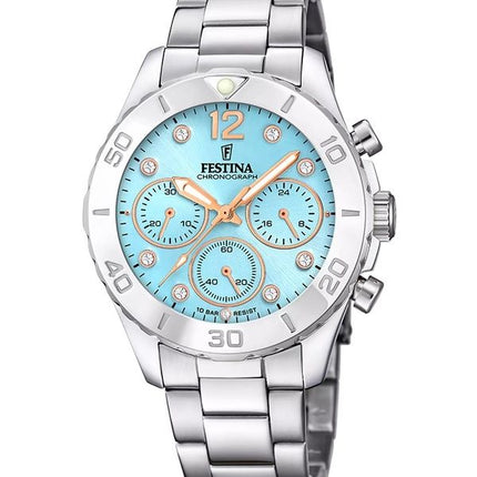 Festina Boyfriend Chronograph Crystal Accents Blue Dial Quartz F20603-4 100M naisten kello