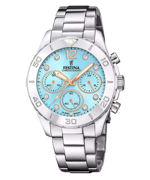 Festina Boyfriend Chronograph Crystal Accents Blue Dial Quartz F20603-4 100M naisten kello