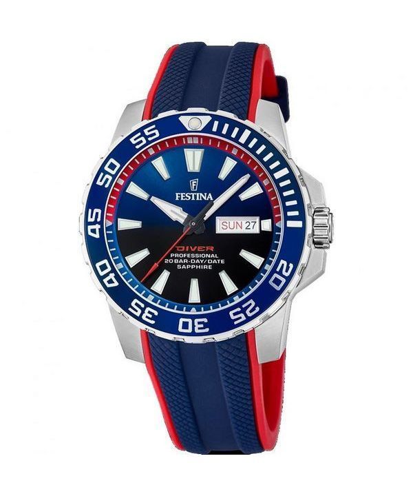 Festina Diver kumihihna sininen kellotaulu kvartsi F20662-1 200M miesten kello