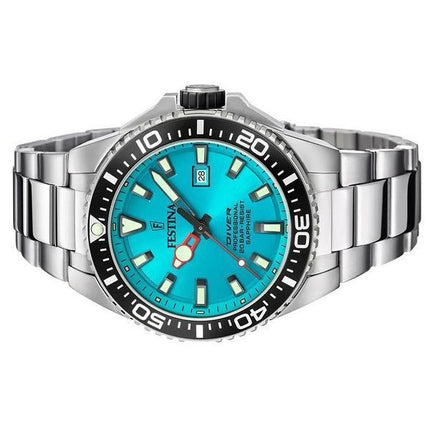 Festina Diver ruostumattomasta teräksestä valmistettu turkoosi kellotaulu kvartsi F20663-5 200M miesten kello