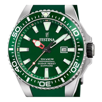 Festina The Originals kumihihna vihreä kellotaulu kvartsidiverin F20664-2 200M miesten kello