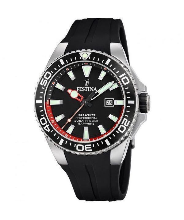 Festina Diver kumihihna musta kellotaulu kvartsi F20664-3 200M miesten kello