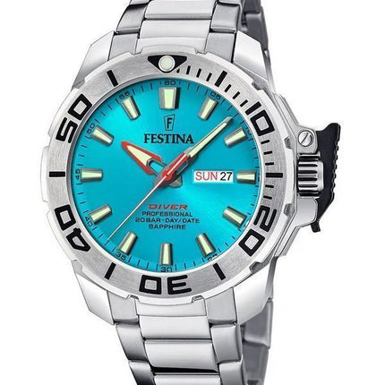 Festina Diver ruostumattomasta teräksestä turkoosi kellotaulu kvartsi F20665-6 200M miesten kello lisähihnalla