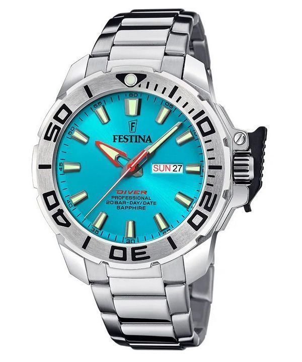 Festina Diver ruostumattomasta teräksestä turkoosi kellotaulu kvartsi F20665-6 200M miesten kello lisähihnalla