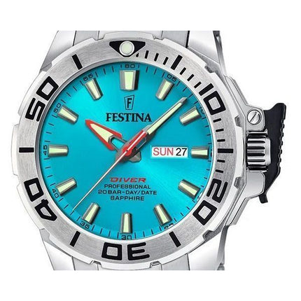 Festina Diver ruostumattomasta teräksestä turkoosi kellotaulu kvartsi F20665-6 200M miesten kello lisähihnalla