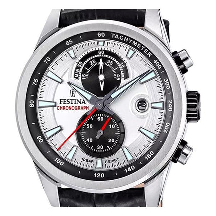 Festina Timeless Chronograph nahkaranneke hopea kellotaulu kvartsi F20695-1 100M miesten kello