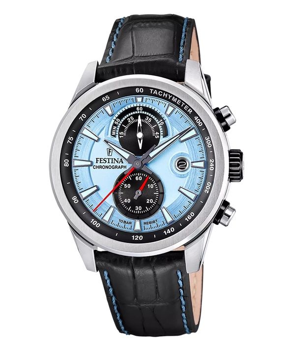 Festina Timeless Chronograph Nahkahihna Sininen Kellotaulu Kvartsi F20695-2 100M Miesten kello