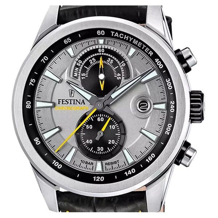 Festina Timeless Chronograph Nahkahihna Harmaa Kellotaulu Kvartsi F20695-4 100M Miesten kello