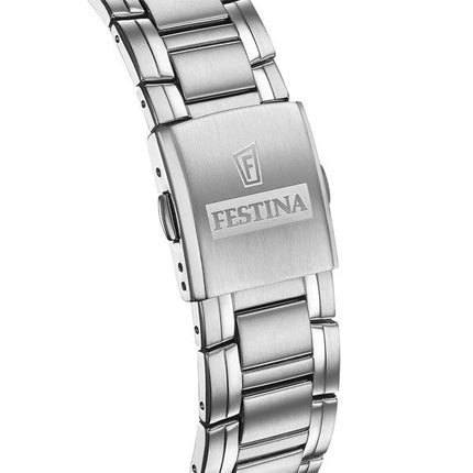 Festina Timeless Chronograph ruostumattomasta teräksestä valmistettu musta kellotaulu kvartsi F20704-3 100M miesten kello