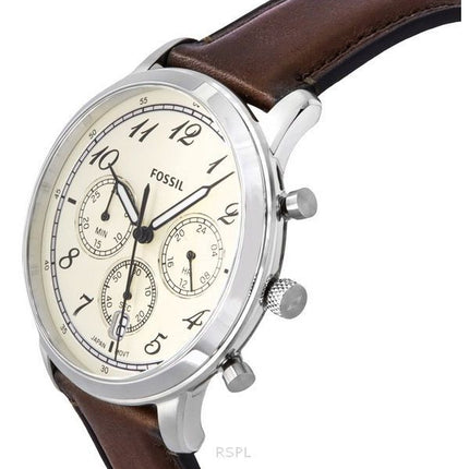 Fossil Neutra Chronograph nahkaranneke Kermanvärinen kellotaulu Quartz FS6022 miesten kello