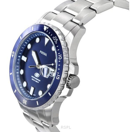 Fossil Blue Dive ruostumaton teräs sininen kellotaulu kvartsi FS6029 100M miesten kello