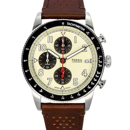 Fossil Sport Tourer Chronograph ruskea nahkaranneke Kermanvärinen kellotaulu kvartsi FS6042 miesten kello