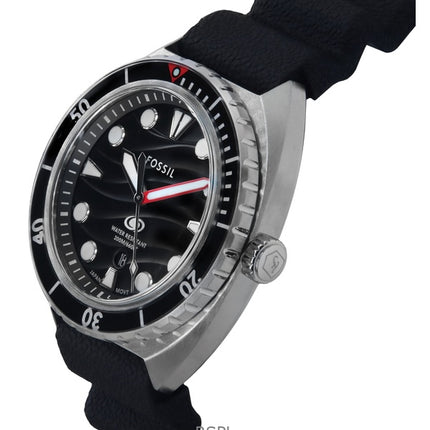 Fossil Breaker silikoniranneke musta kellotaulu kvartsi Diver&#39,s FS6062 200M miesten kello