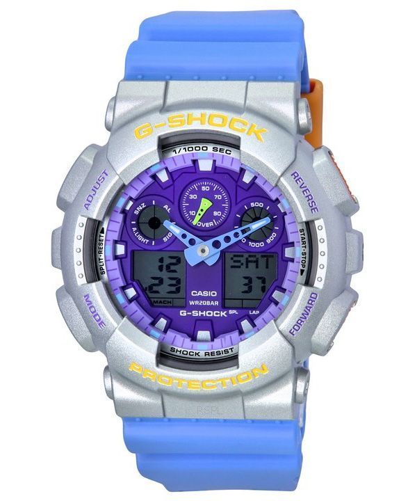 Casio G-Shock Euphoria analoginen digitaalinen sininen hartsihihna violetti kellotaulu kvartsi GA-100EU-8A2 200M miesten kello