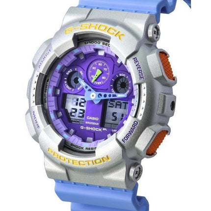 Casio G-Shock Euphoria analoginen digitaalinen sininen hartsihihna violetti kellotaulu kvartsi GA-100EU-8A2 200M miesten kello