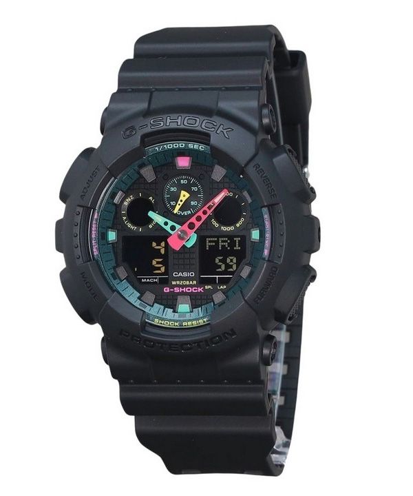 Casio G-Shock Analog Digital Multi Fluorescent Accents -sarjan hartsihihna musta kellotaulu Quartz GA-100MF-1A 200M miesten kell