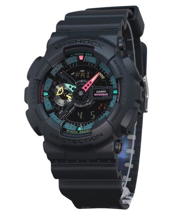 Casio G-Shock Analog Digital Multi Fluorescent Accents -sarjan hartsihihna musta kellotaulu Quartz GA-110MF-1A 200M miesten kell