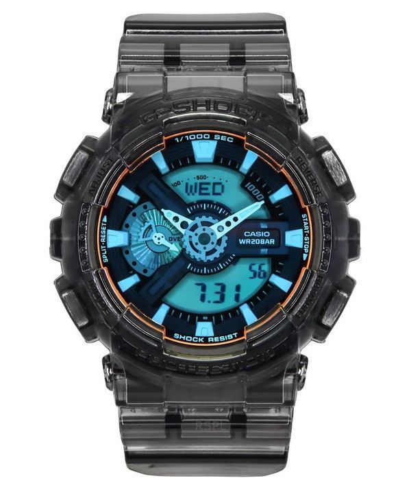 Casio G-Shock analoginen digitaalinen läpinäkyvä musta hartsihihna monivärinen kellotaulu Quartz GA-110TLS-8A 200M miesten kello