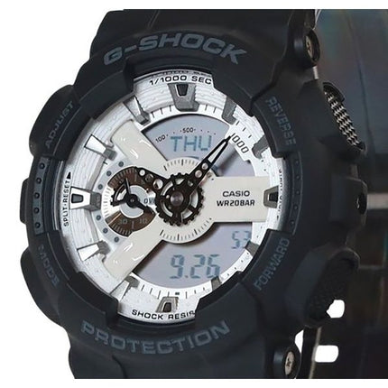 Casio G-Shock analoginen digitaalinen hartsihihna valkoinen kellotaulu kvartsi GA-110WD-1A 200M miesten kello