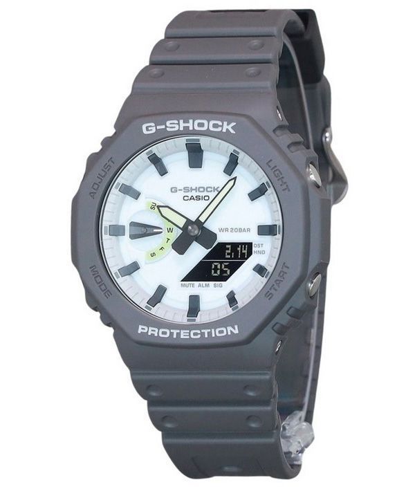 Casio G-Shock Hidden Glow -sarjan analoginen digitaalinen biopohjainen hartsihihna valkoinen kellotaulu Quartz GA-2100HD-8A 200M