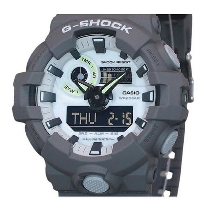 Casio G-Shock Hidden Glow -sarjan analoginen digitaalinen hartsihihna, harmaa kellotaulu Quartz GA-700HD-8A 200M miesten kello