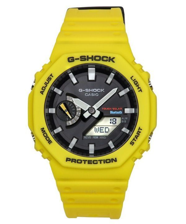 Casio G-Shock Mobile Link Analoginen digitaalinen keltainen hartsihihna musta kellotaulu Solar GA-B2100C-9A 200M miesten kello