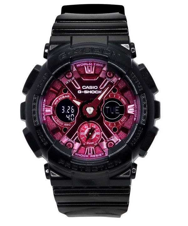 Casio G-Shock analoginen digitaalinen hartsihihna viininpunainen kellotaulu kvartsi GMA-S120RB-1A 200M naisten kello