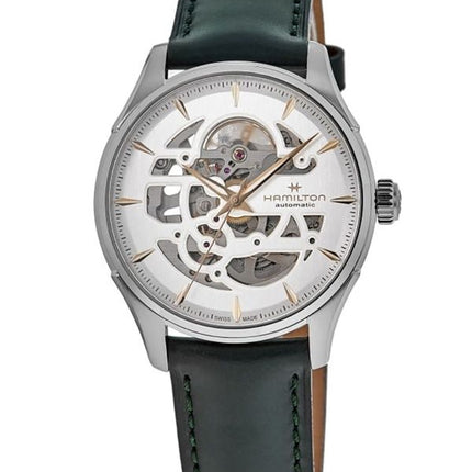 Hamilton Jazzmaster Skeleton nahkaranneke valkoinen kellotaulu automaattinen H42535810 miesten kello