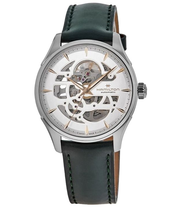 Hamilton Jazzmaster Skeleton nahkaranneke valkoinen kellotaulu automaattinen H42535810 miesten kello