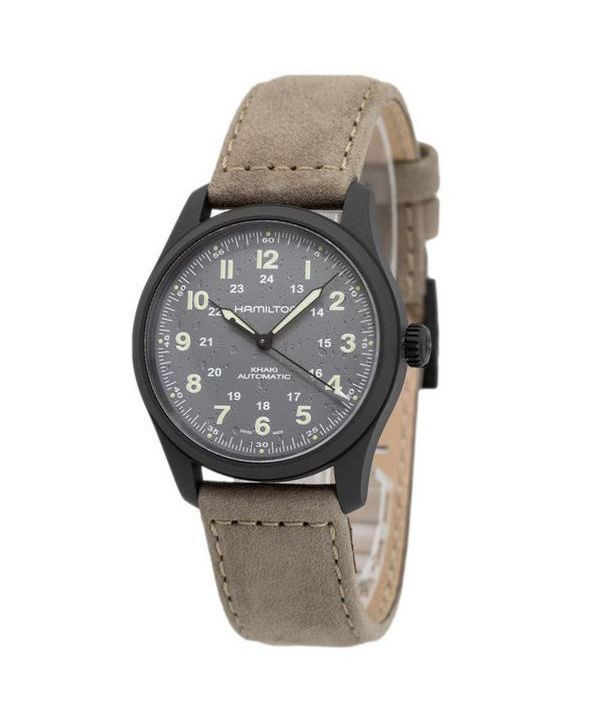 Hamilton Khaki Field Titanium Nahkahihna Harmaa Kellotaulu H70215880 100M Miesten kello