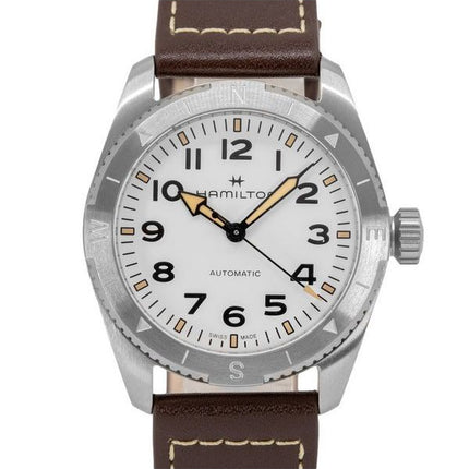 Hamilton Khaki Field Expedition nahkahihna valkoinen kellotaulu automaattinen H70225510 100M miesten kello