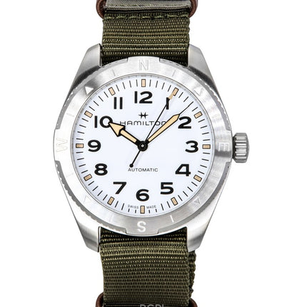 Hamilton Khaki Field Expedition tekstiilihihna valkoinen kellotaulu automaattinen H70315910 100M unisex kello