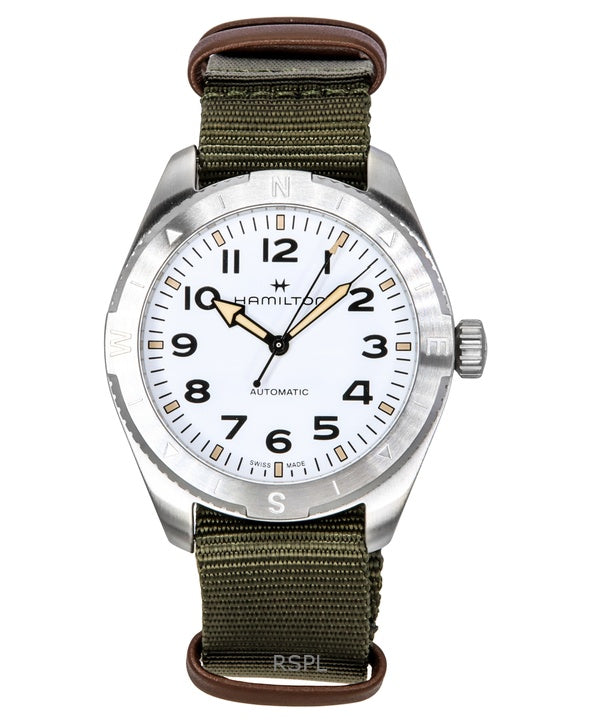 Hamilton Khaki Field Expedition tekstiilihihna valkoinen kellotaulu automaattinen H70315910 100M unisex kello