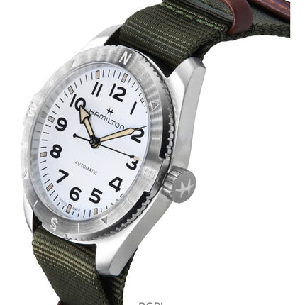 Hamilton Khaki Field Expedition tekstiilihihna valkoinen kellotaulu automaattinen H70315910 100M unisex kello