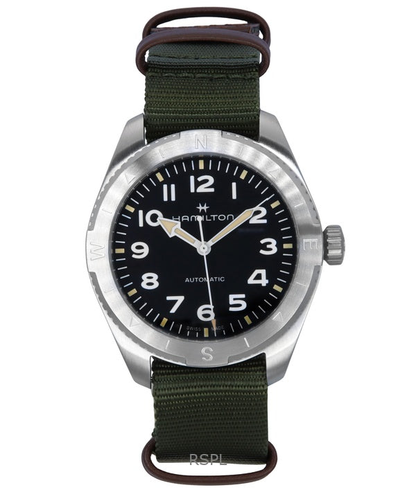 Hamilton Khaki Field Expedition tekstiilihihna musta kellotaulu automaattinen H70315931 100M unisex kello