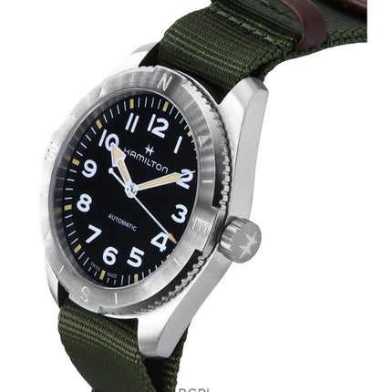 Hamilton Khaki Field Expedition tekstiilihihna musta kellotaulu automaattinen H70315931 100M unisex kello